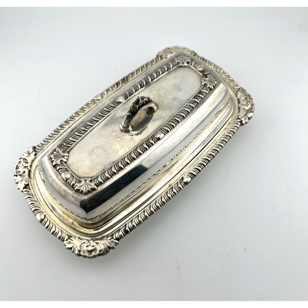 Vintage Pilgrim Co. Silver Plated Butter Dish w/Lid Marked Pilgrim 73